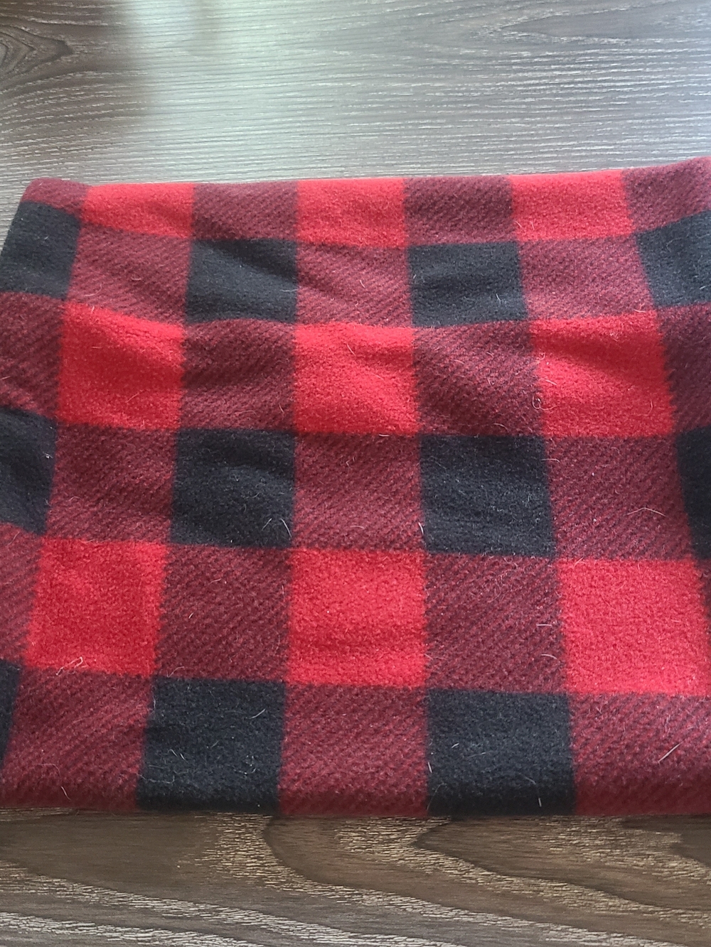 Reversible Red and Black Buffalo Plaid Wool Scarf